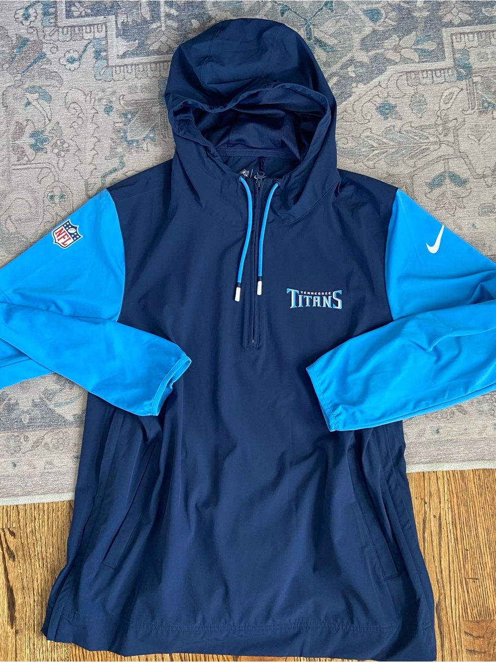 Nike NFL Tennessee Titans Sideline Half Zip Hooded Jacket Large